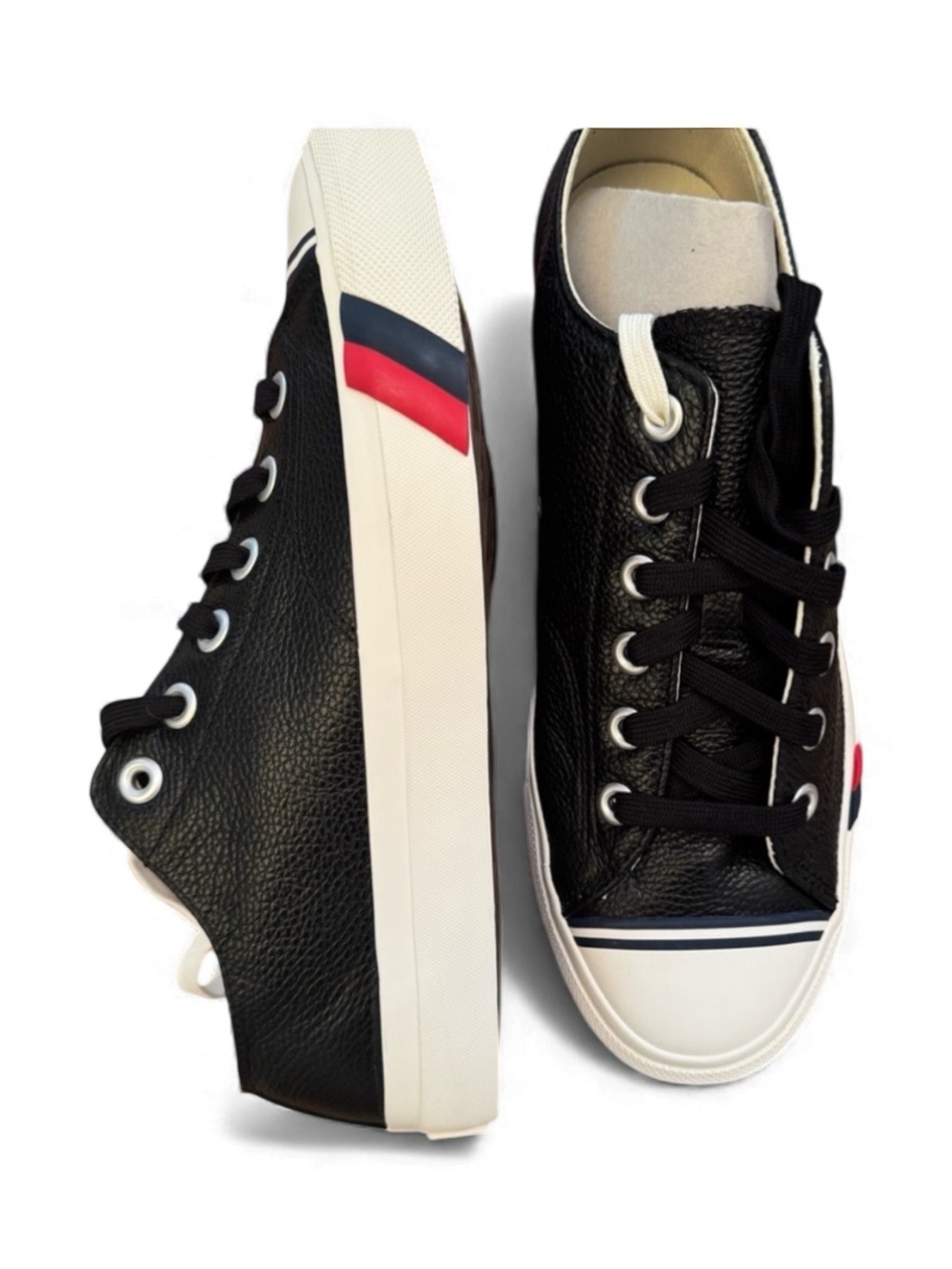 Pro-Keds Men's Black Low-Top Sneakers with Red & Navy Side Detail
